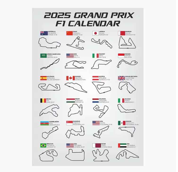 2025 F1 World Racing Track Poster – Canvas Wall Art (Unframed)