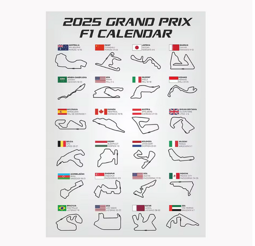 2025 F1 World Racing Track Poster – Canvas Wall Art (Unframed)