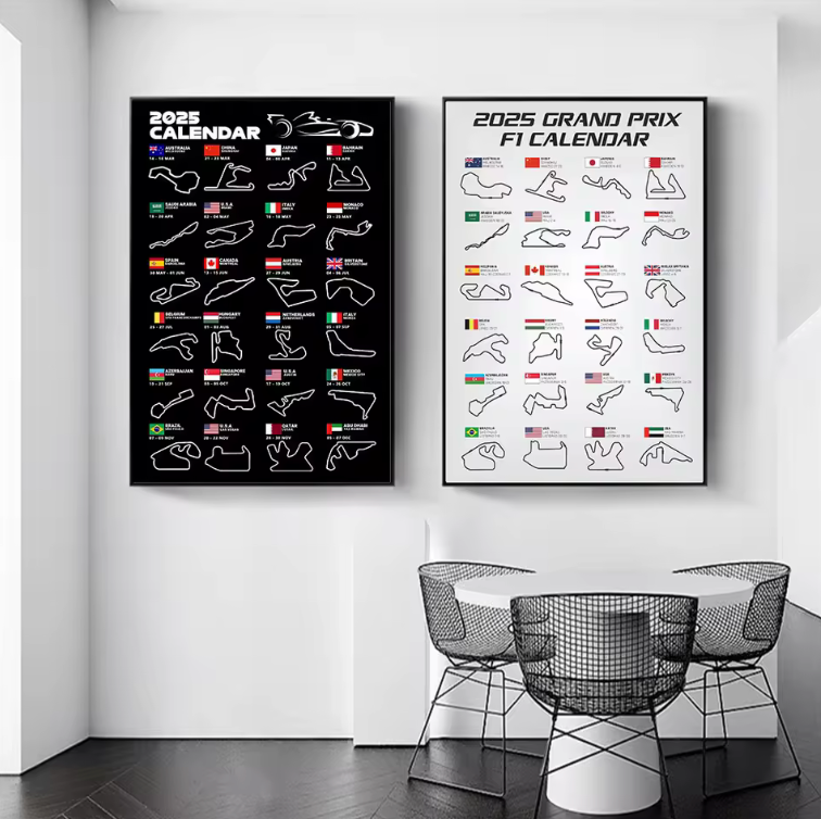2025 F1 World Racing Track Poster – Canvas Wall Art (Unframed)