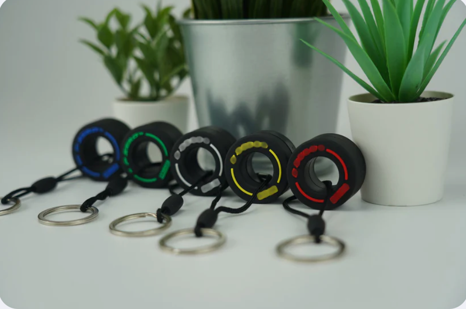 Mini Formula 1 tire keychain