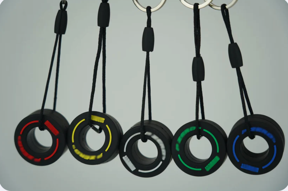 Mini Formula 1 tire keychain