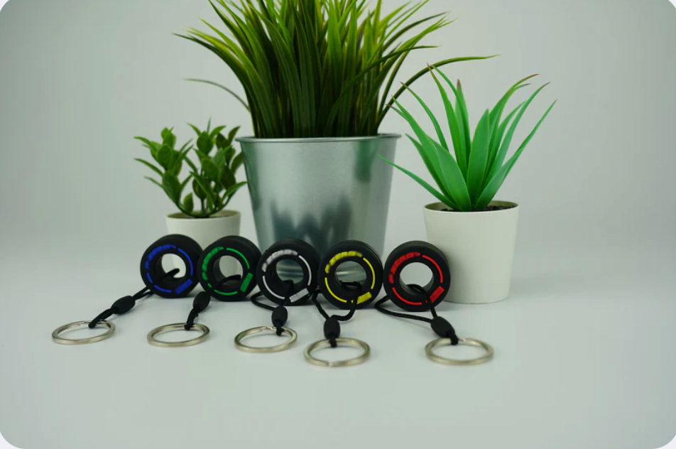 Mini Formula 1 tire keychain